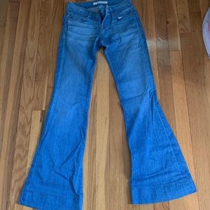Blue low rise flare jeans
